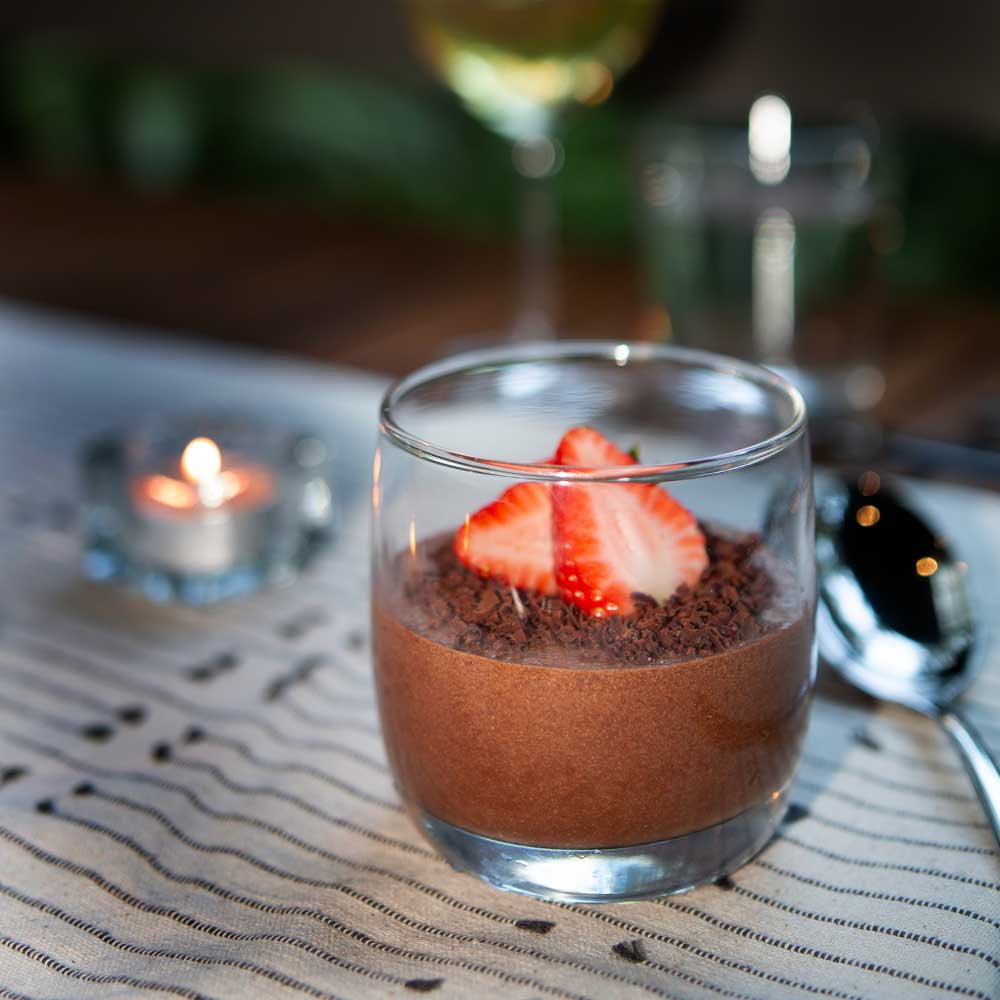 A delicious dessert of the day served on the private deck of a Creekside Spa Cabin immersed in the rainforest of Northern NSW