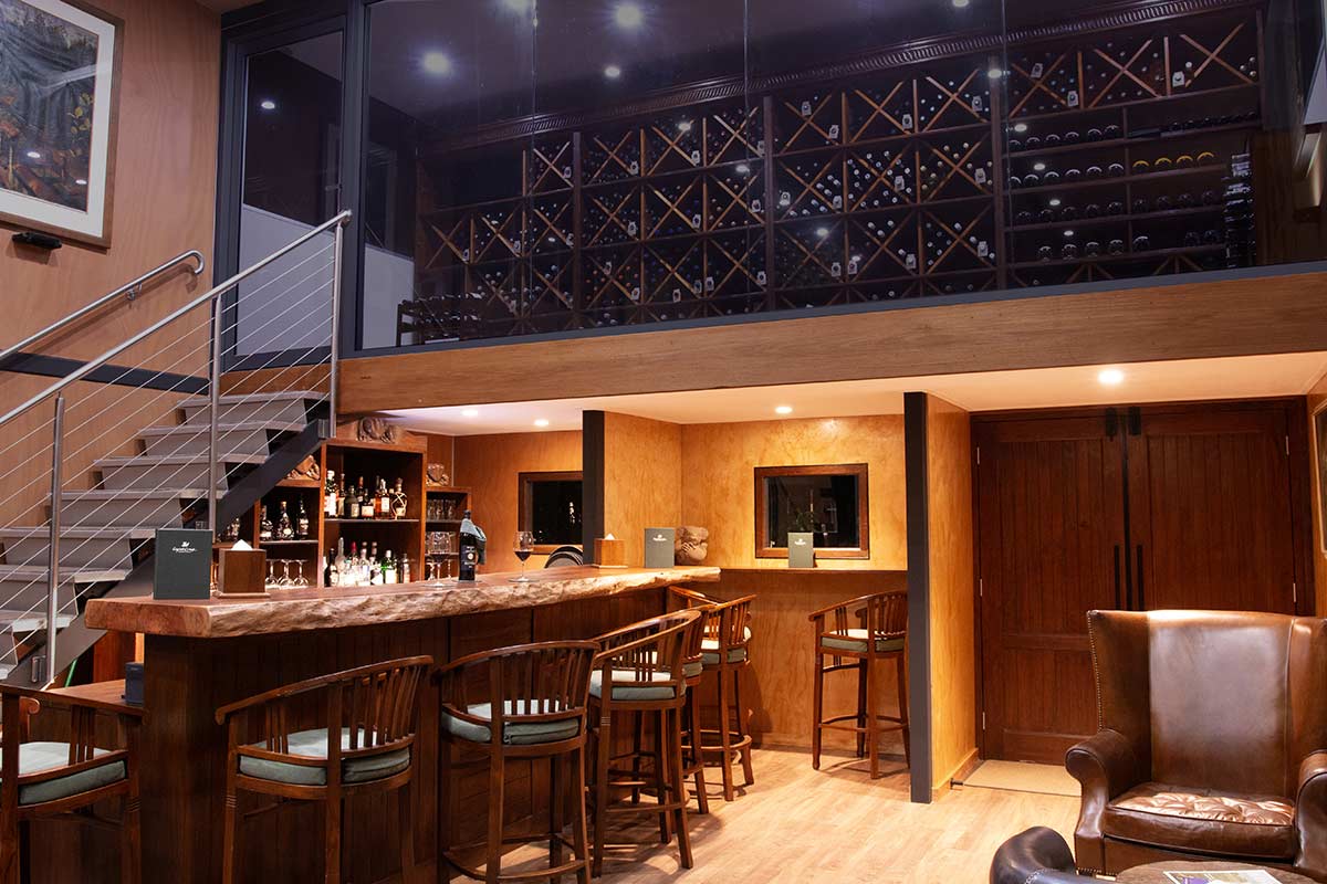 Crystal Creek Rainforest Retreat Bar Lounge and Wine Cellar with 1,500 bottles of local and international wines and Champagnes