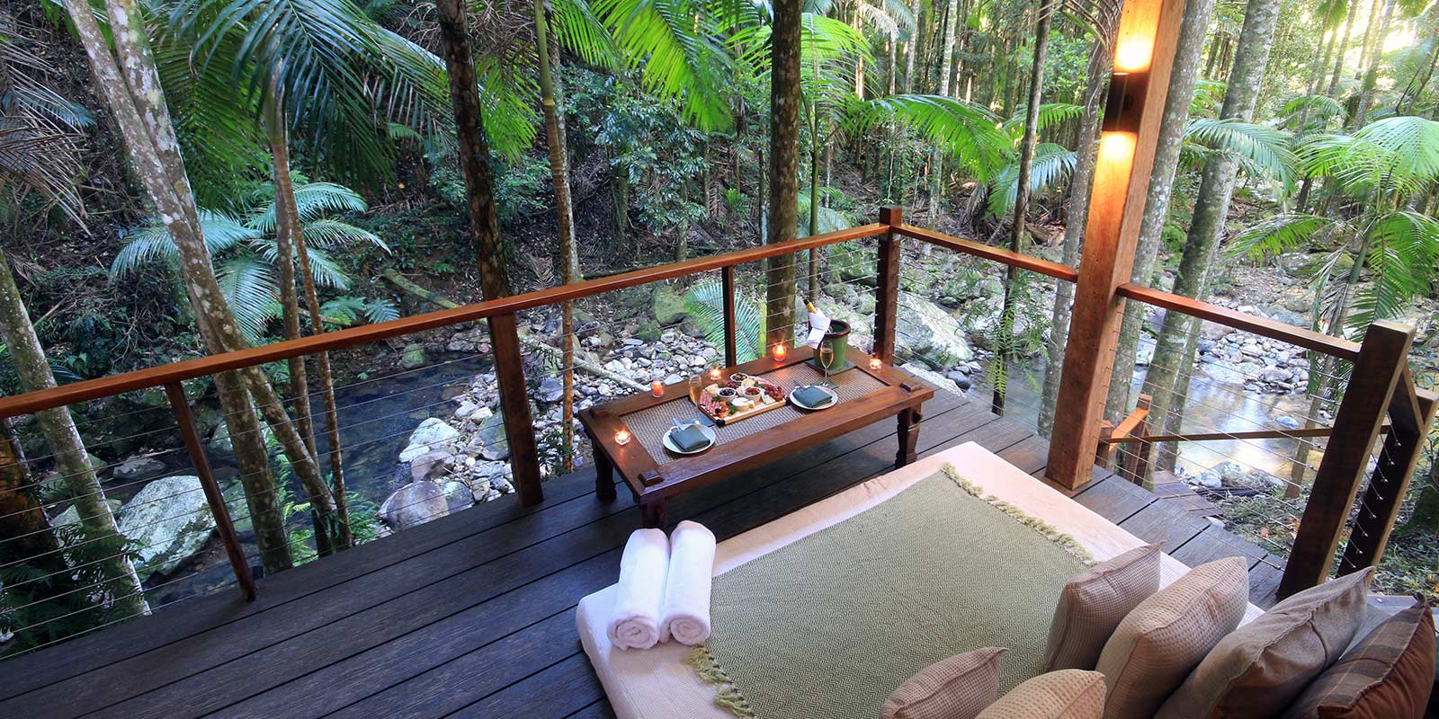 Creekside Pavilion romantic dine and bathe experience in the Australian rainforest